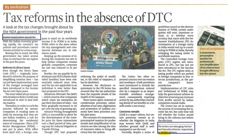 Tax reforms in the absence of DTC
