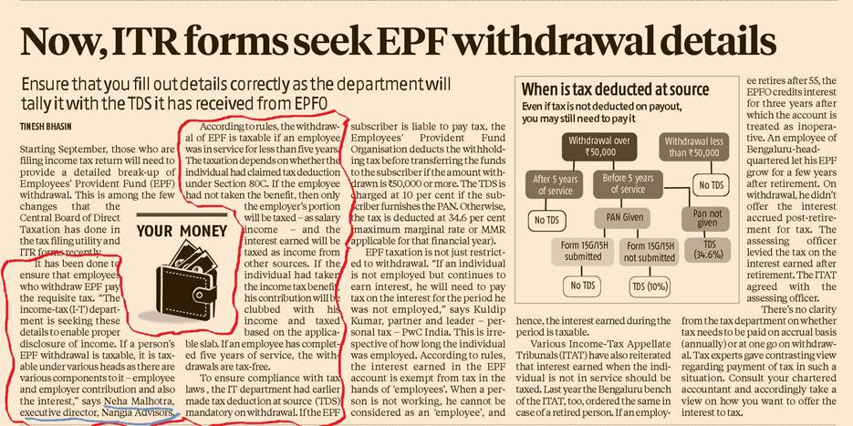 Now, ITR forms seek EPF withdrawal details 