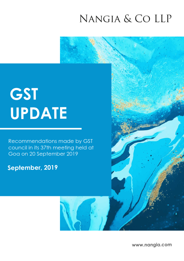 Recommendations made by GST council in its 37th meeting held on 20 September, 2019