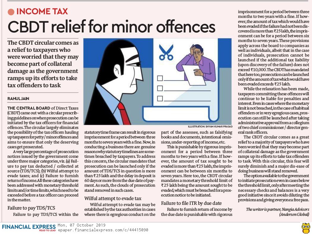 CBDT circular comes as relief for minor offences 